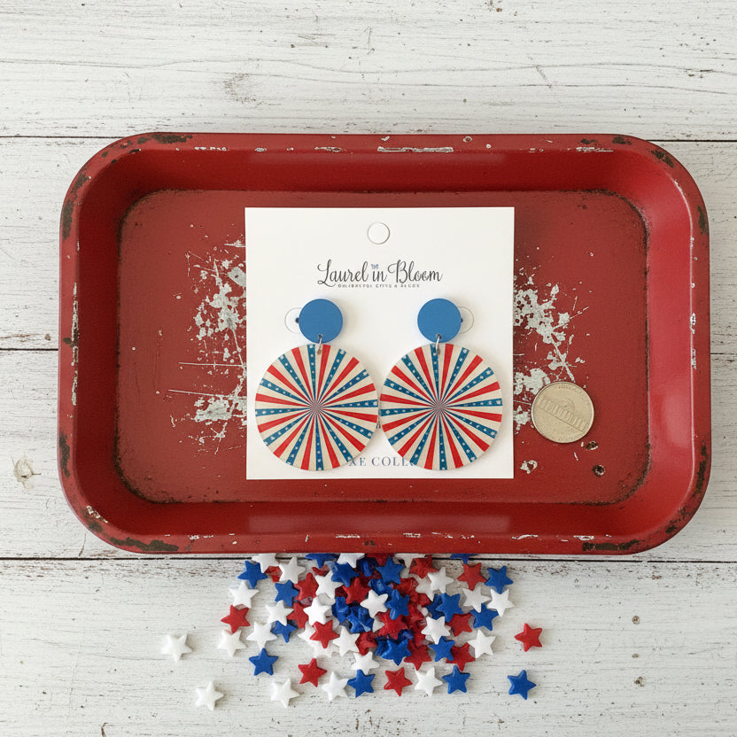 Americana Retro Pinwheel Earrings