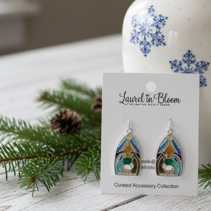 Stained Glass Nativity Earrings