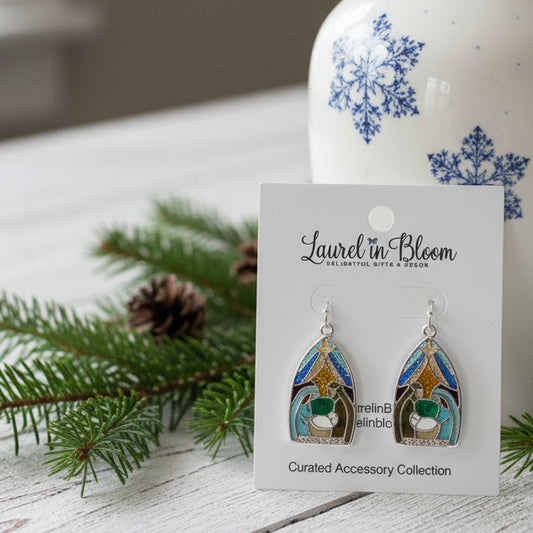 Stained Glass Nativity Earrings