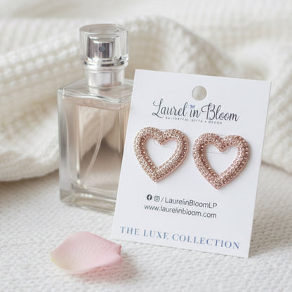 With Love - Channel Set Heart Earrings