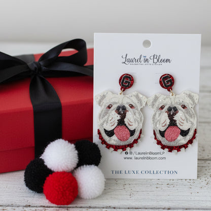 Quinn Glitter Mascot Bulldog Cutout Earrings