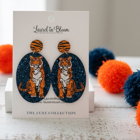 Matte Glitter Mascot LUXE Oval Drop Earrings