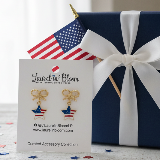 American Flag Charm Drop Earrings