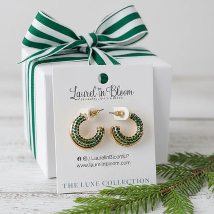 Kendall Crystal Double Hoops (Emerald)
