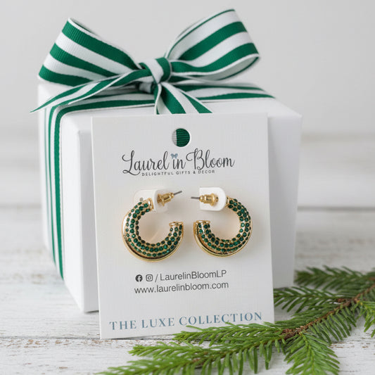 Kendall Crystal Double Hoops (Emerald)