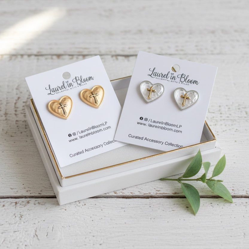 No Greater Love Cross Earrings