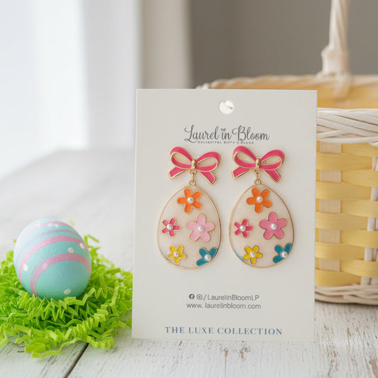 Blooms & Bows Easter Egg Earrings