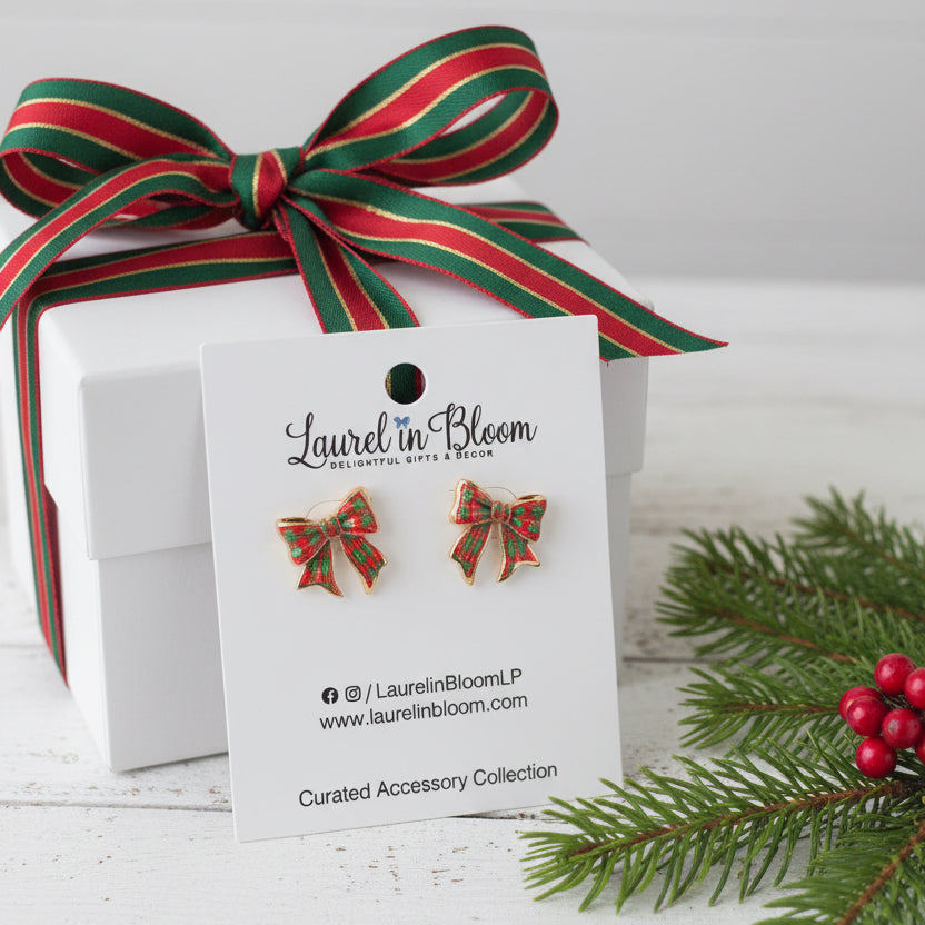 Mini Mistletoe Bow Studs
