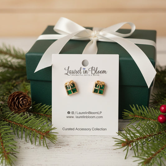 Merry Little Gift Box Stud Earrings