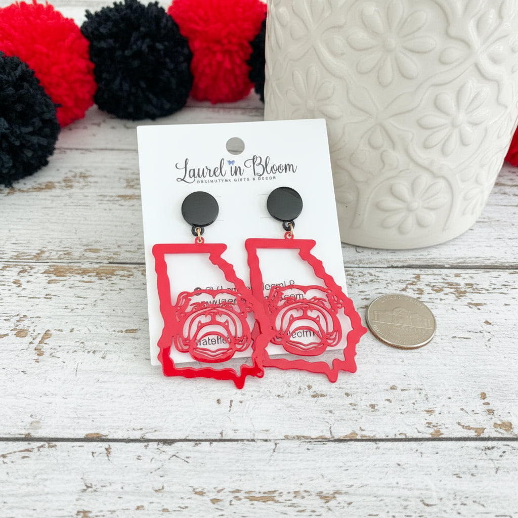 Georgia Pride Filigree Mascot Earrings