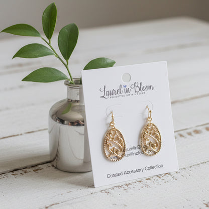 Edith Filigree Teardrop Earrings