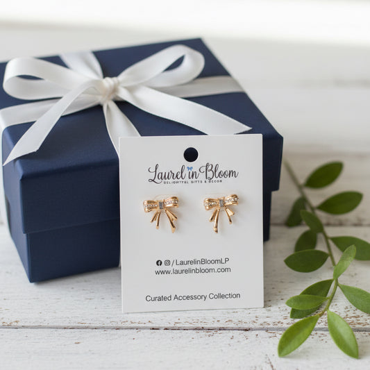 Madeline Crystal Bow Stud Earrings