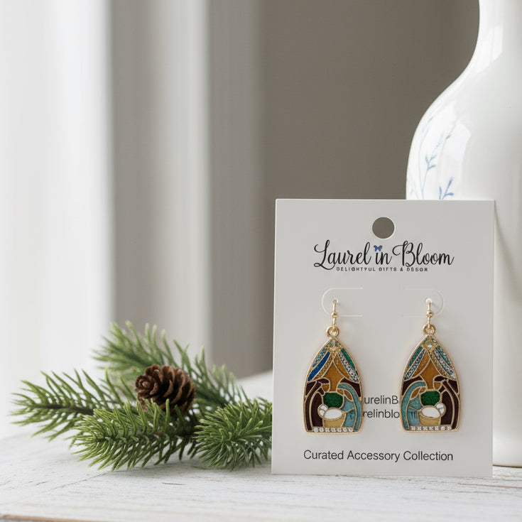 Stained Glass Nativity Earrings