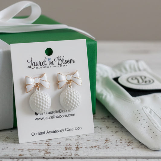 Golf Balls & Bows Earrings