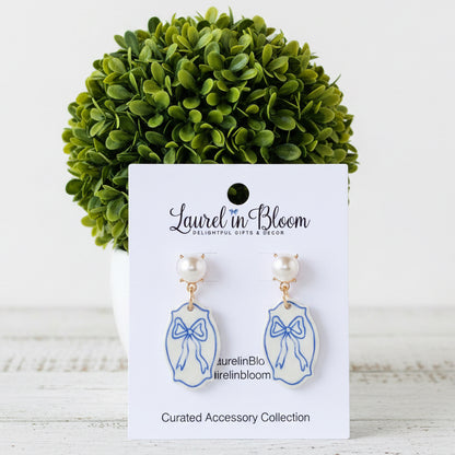Blue Willow Porcelain Bow Drops