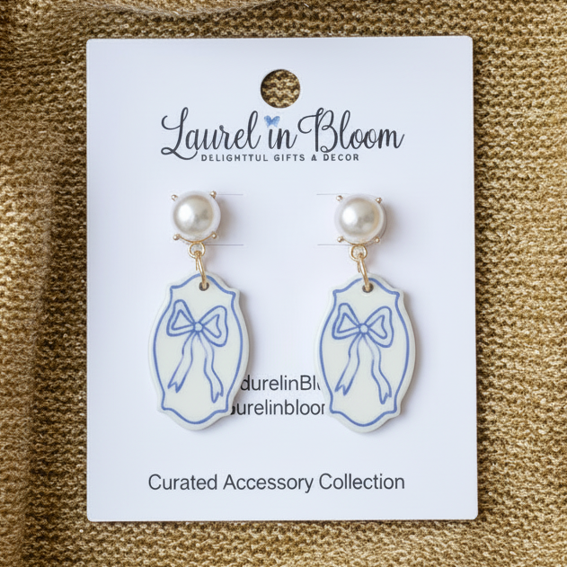 Blue Willow Porcelain Bow Drops