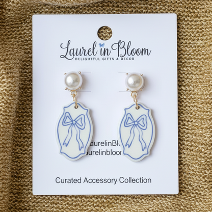 Blue Willow Porcelain Bow Drops