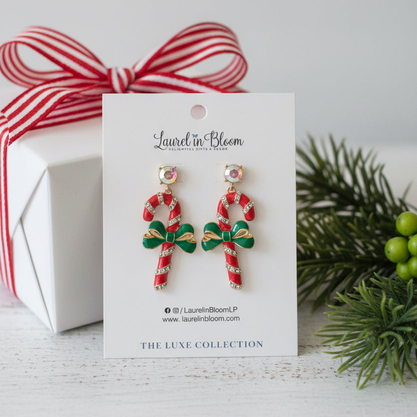 Peppermint Stick Candy Cane Earrings