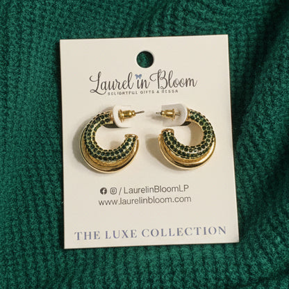 Kendall Crystal Double Hoops (Emerald)