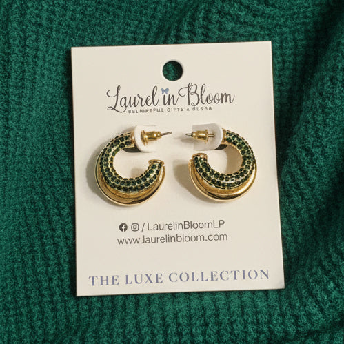 Kendall Crystal Double Hoops (Emerald)