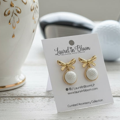 Golf & Gold Bows Earrings