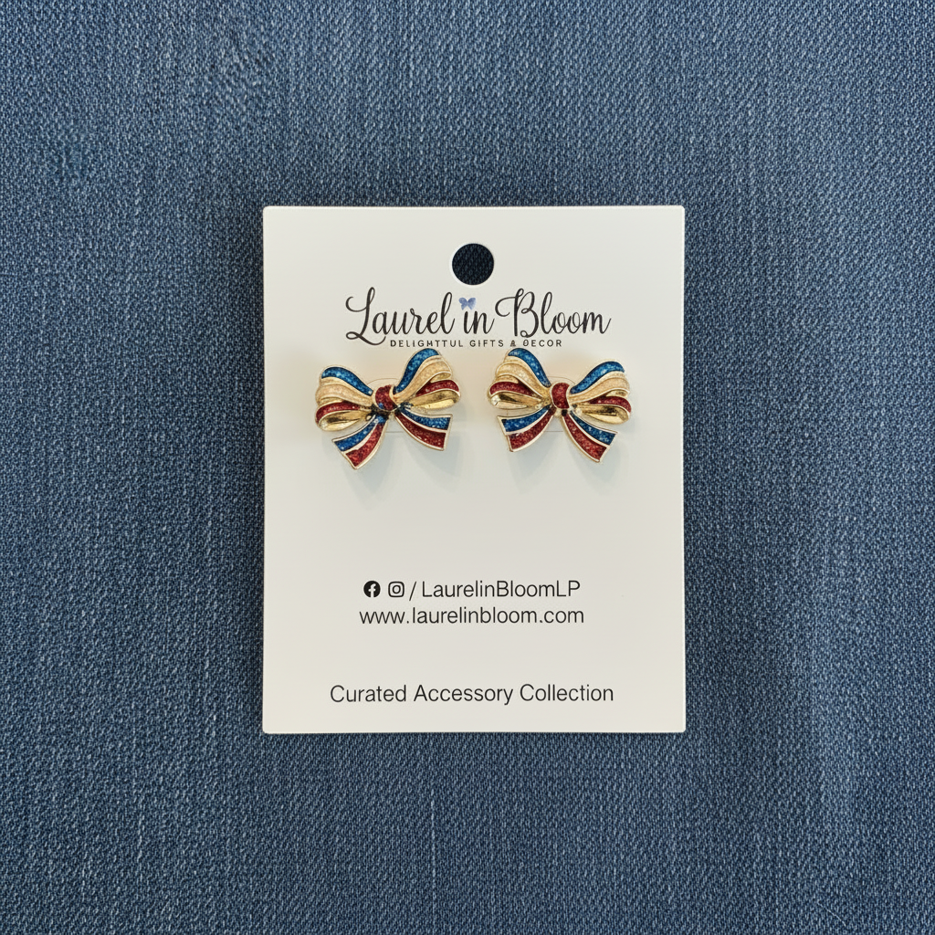 In Patriotic Style Bow Earrings