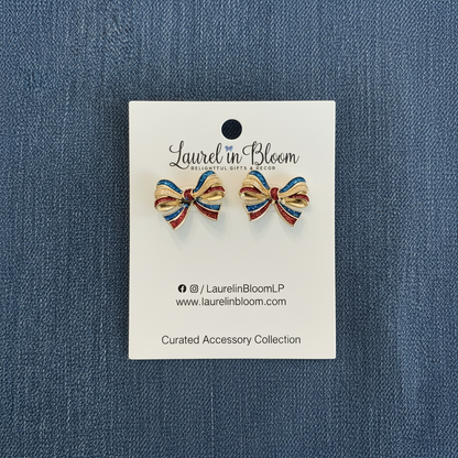 In Patriotic Style Bow Earrings