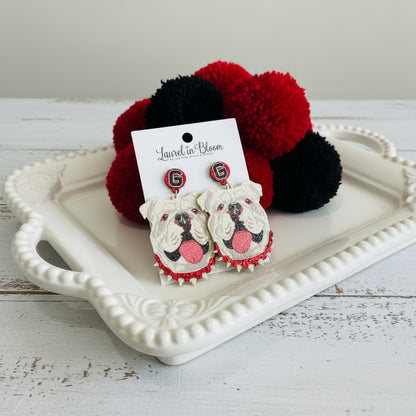 Matte Glitter Mascot Earrings - UGA