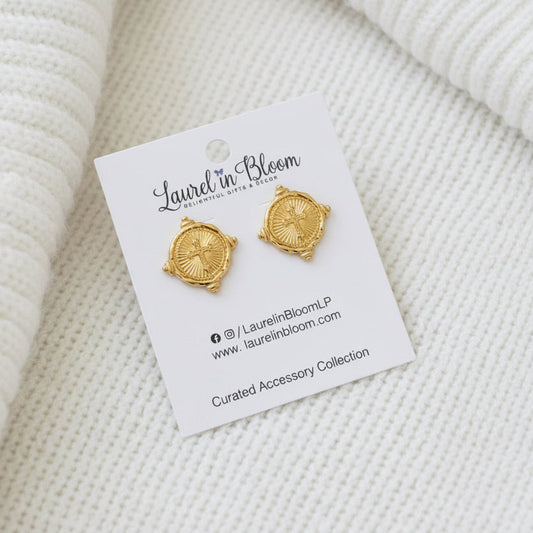 Intaglio Cross Earrings