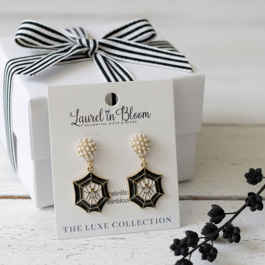 Spellbound Spiders & Pearls Drop Earrings