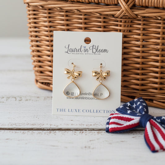 Presley Bow Drop Earrings (Patriotic Summer Series)