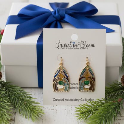 Stained Glass Nativity Earrings