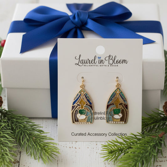 Stained Glass Nativity Earrings