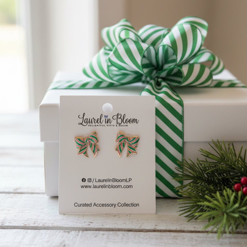 Mini Mistletoe Bow Studs