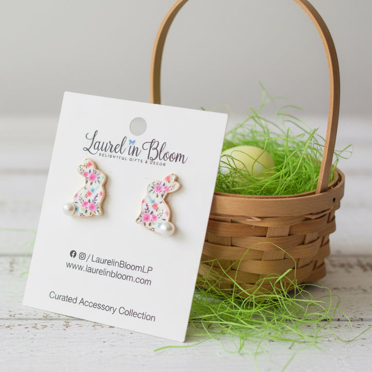 Pink Parade Floral Bunny Earrings
