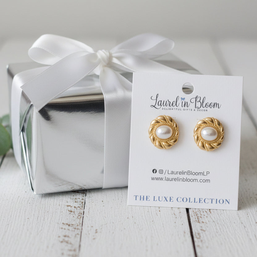 Victoria Pearl Vintage-Inspired Stud Earrings