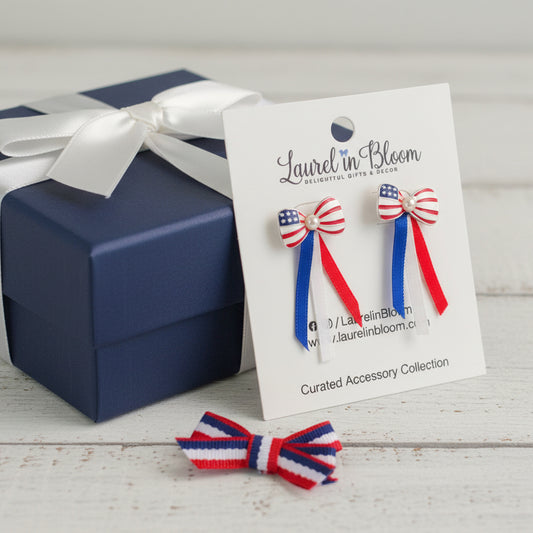 Red White & Bloom Bow Drops