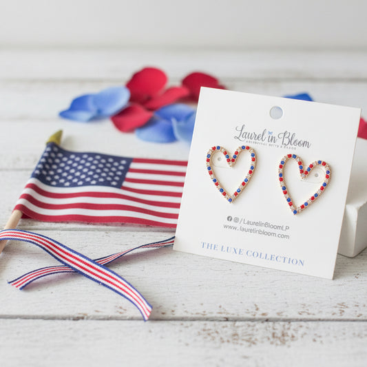 Be Still My Patriotic Heart! Channel Set Earrings