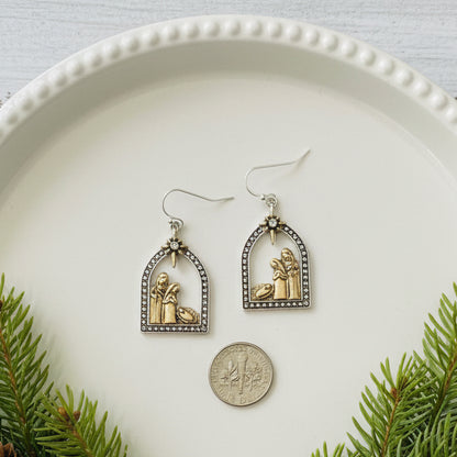 Born in a Manger Nativity Earrings