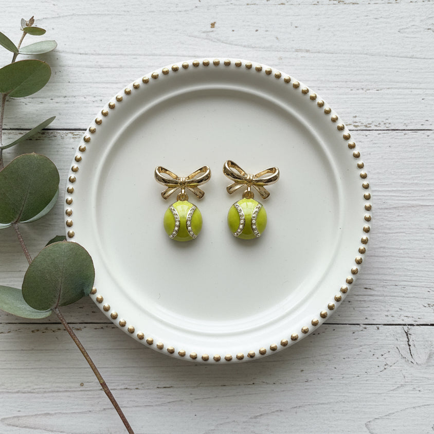 Tennis & Gold Bows Earrings