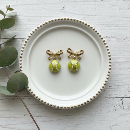 Tennis & Gold Bows Earrings