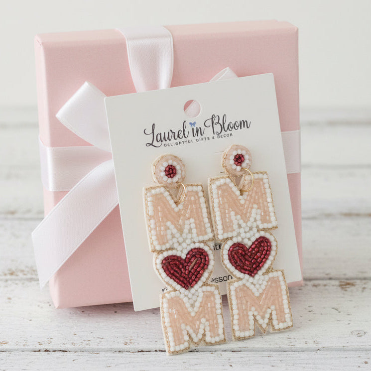 Love You Mom Statement Drop Earrings