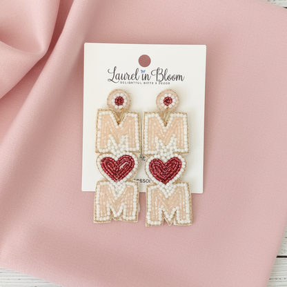 Love You Mom Statement Drop Earrings
