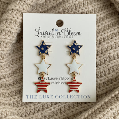 Spirit of America Star Trio Drop Earrings