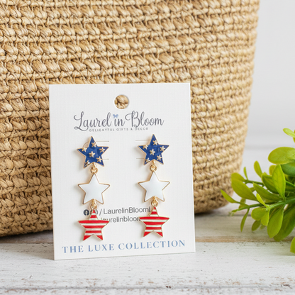Spirit of America Star Trio Drop Earrings
