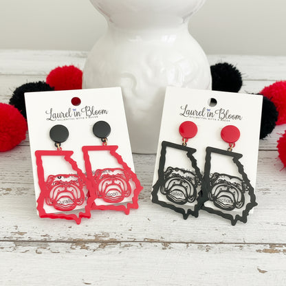 Georgia Pride Filigree Mascot Earrings