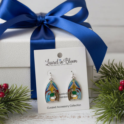 Stained Glass Nativity Earrings