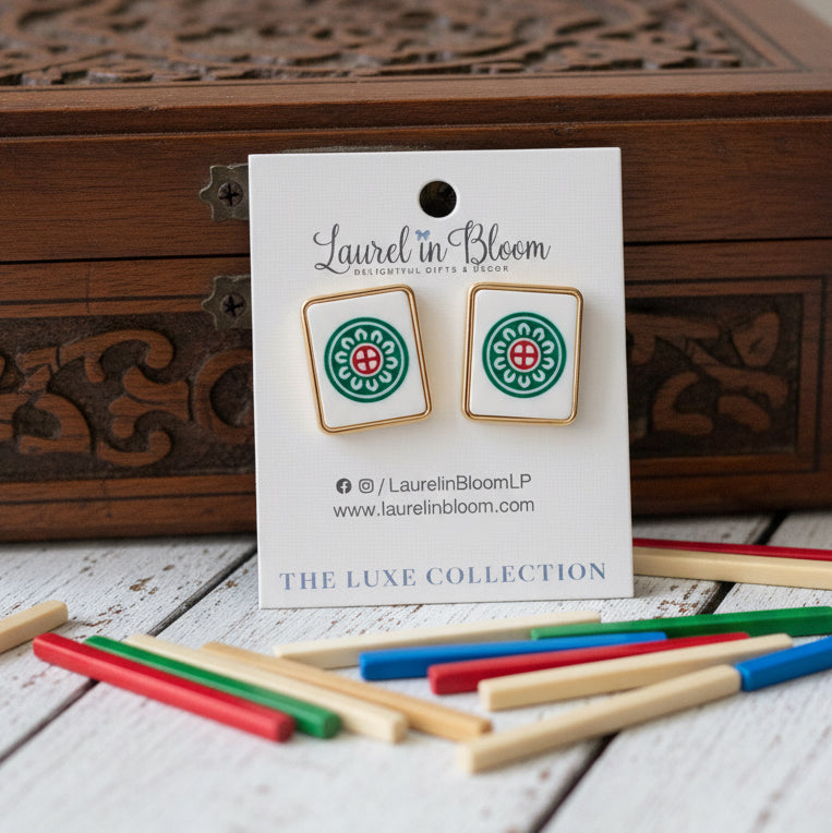 Lucky Winds Floral Mahjong Studs