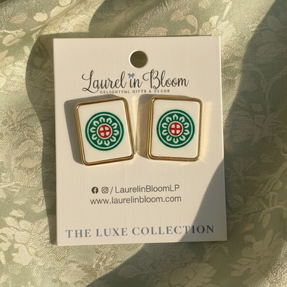 Lucky Winds Floral Mahjong Studs
