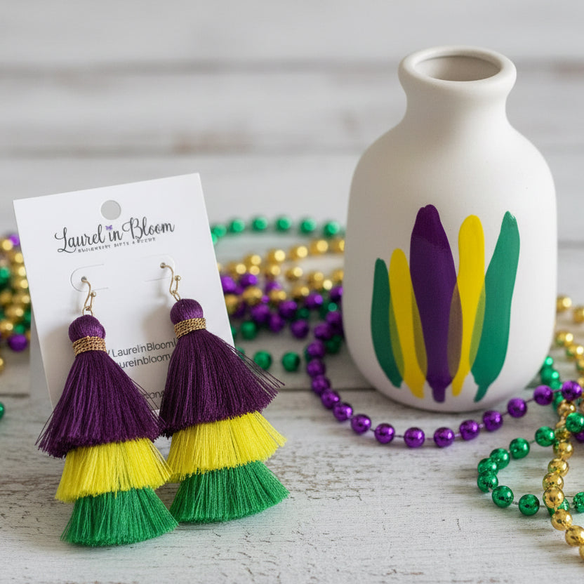 Mardi Gras Parade Tassel Earrings